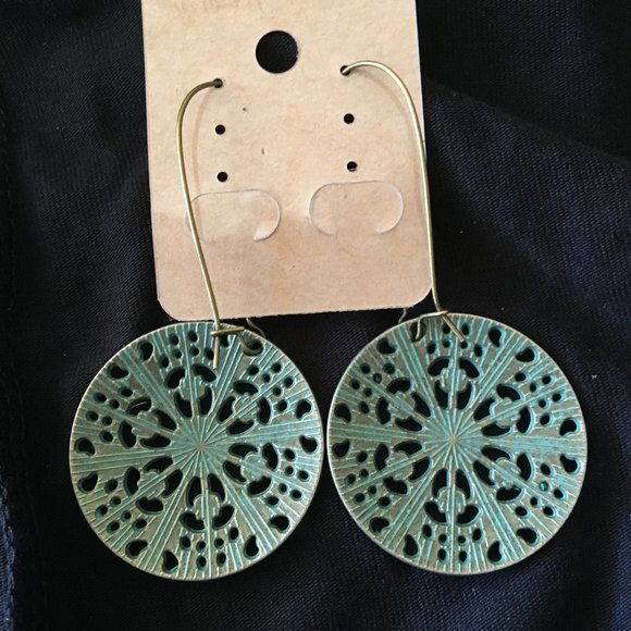 Earrings, dangle, hook, turquoise bead,boho - Picture 3 of 3